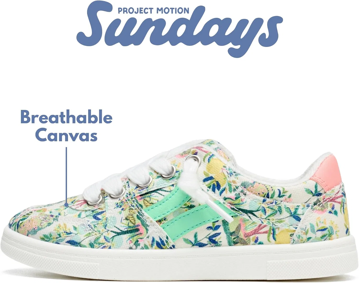 Детские кеды для девочек с принтом Sundays PROJECT MOTION SUNDAYS, Mint Canvas Print — фото 4