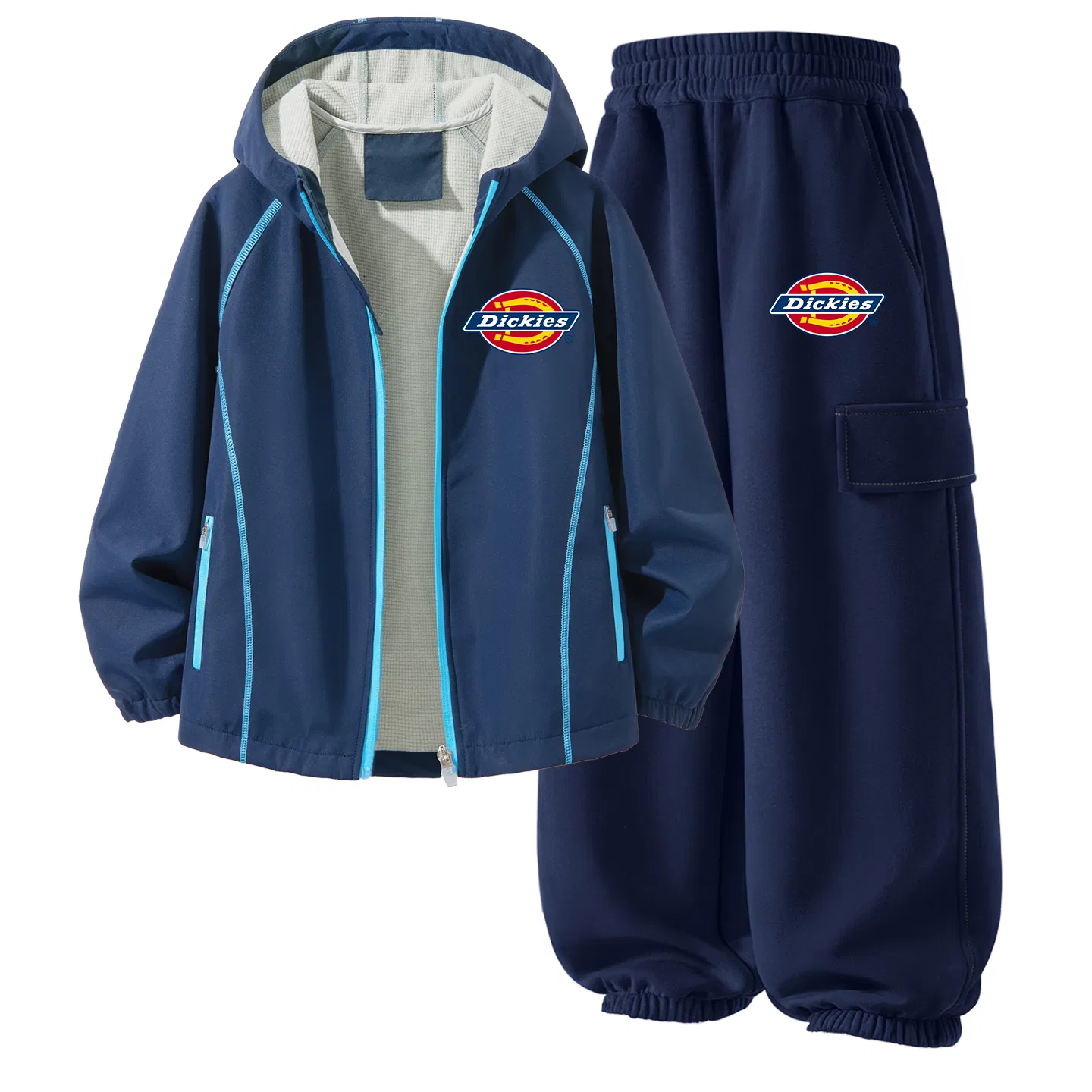 Детский комплект из футболки и штанов Dickies, Deep Sea Blue/Light Heather Gray — фото 3