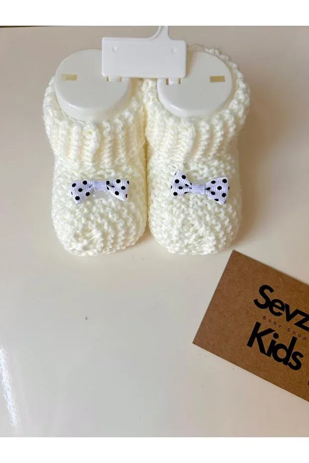 Детские вязаные пинетки для новорожденных без каблука Basics Sevza Kids, Multicolor Blue — фото 3
