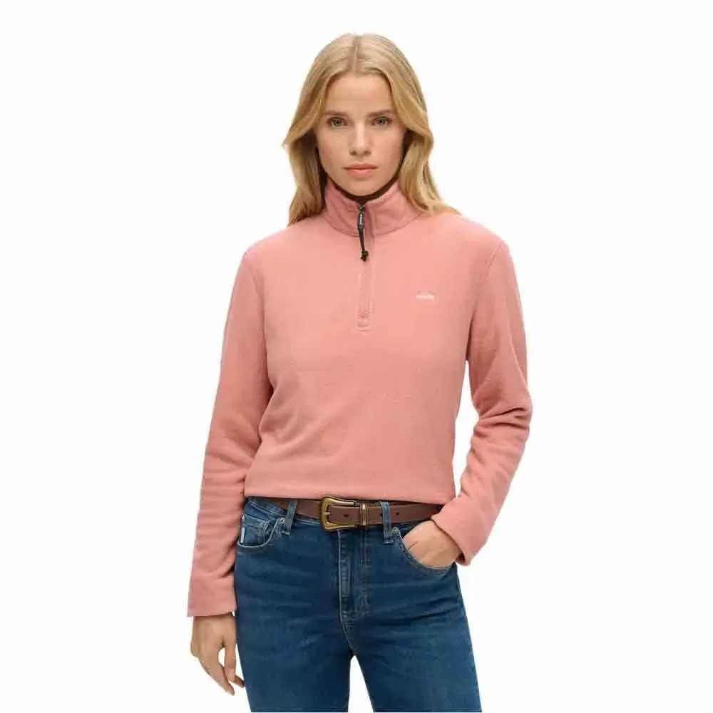 Худи на молнии Superdry Polar Fleece Crop half zip, розовый