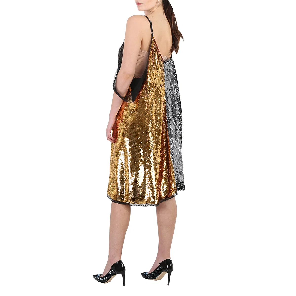 Платье для коктейля с пайетками Ladies Gold Bicolor Sequin Cocktail Dress Burberry, Gold — фото 3