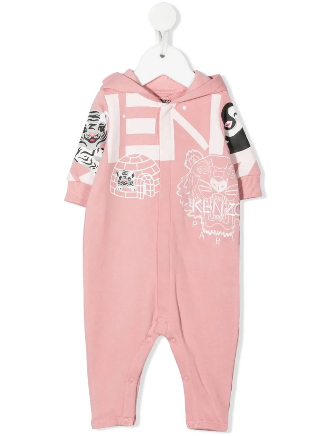 Ромпер с вышивкой Multi Iconics Kenzo Kids, розовый