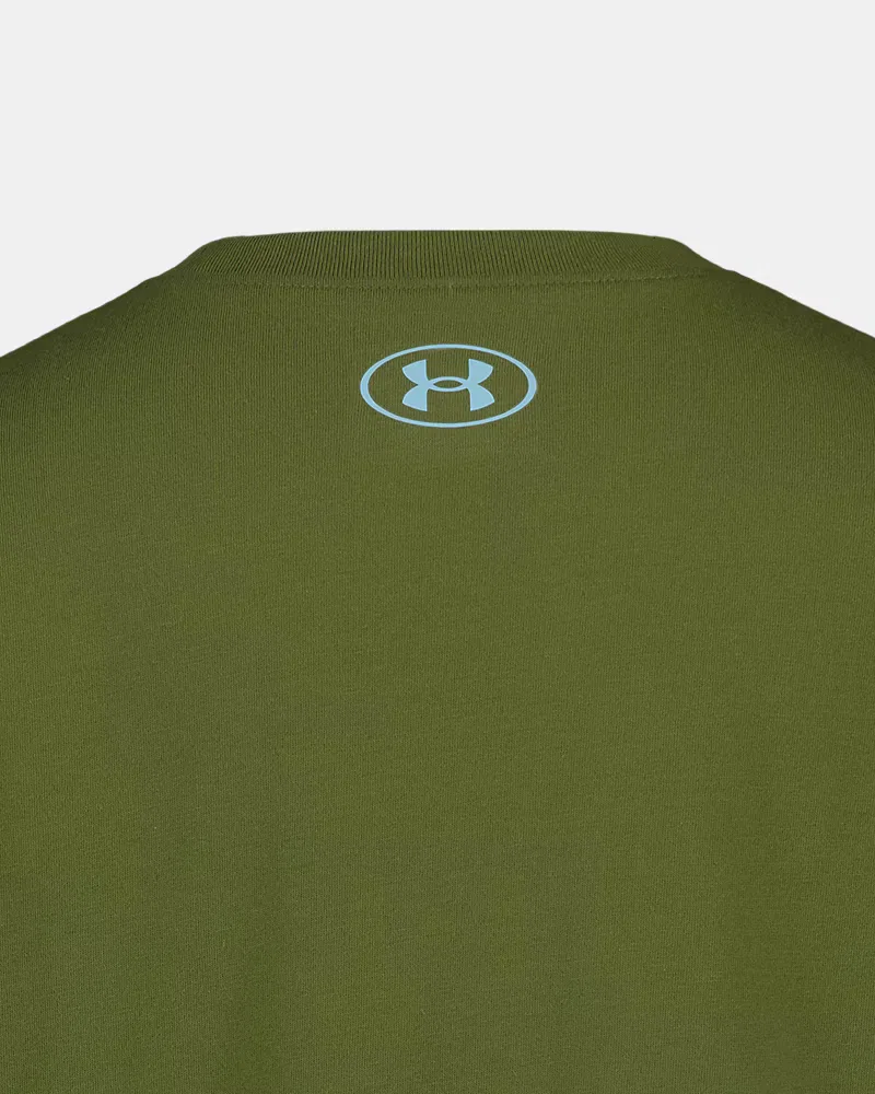 Лонгслив для мальчиков из хлопковой смеси с быстрым высыханием Topo Core UnderArmour, Warm Olive/Opal Blue — фото 4