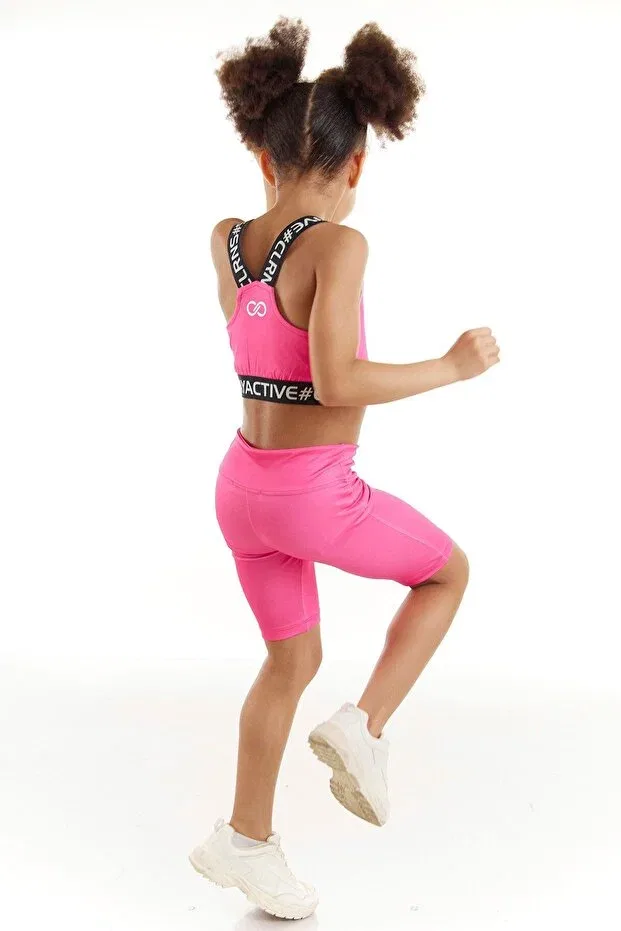 Детские леггинсы для девочек скинни Nancy Neon Biker Tights Colorinas, Neon Pink — фото 4
