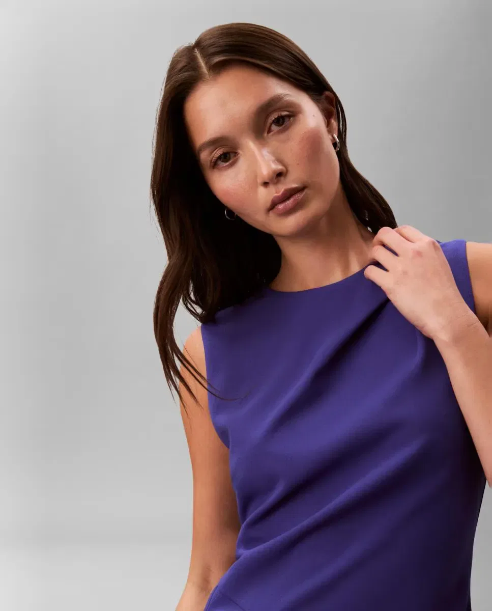 Женское платье-миди из крепа с драпировкой Calvin Klein, Azul — фото 2