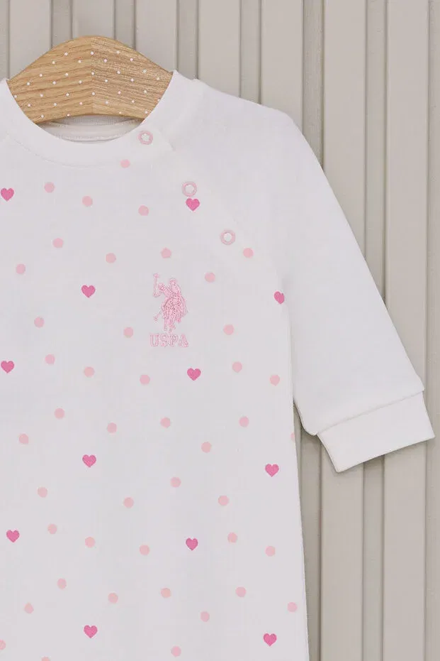 Детский комбинезон для девочек хлопковый Basics U.S. Polo Assn., Nude Color — фото 2