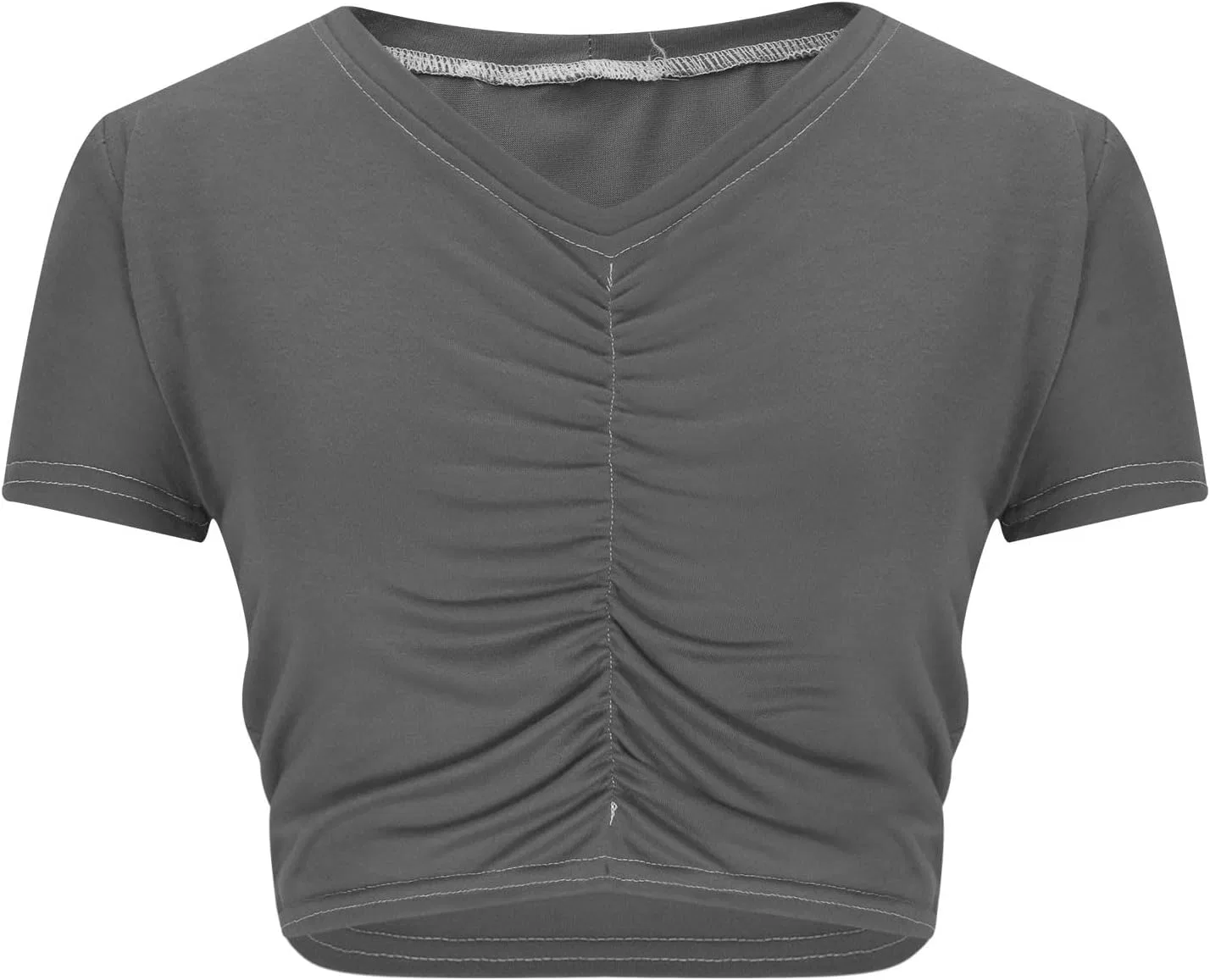 Женский облегающий топ с V-образным вырезом, Dark Gray — фото 4