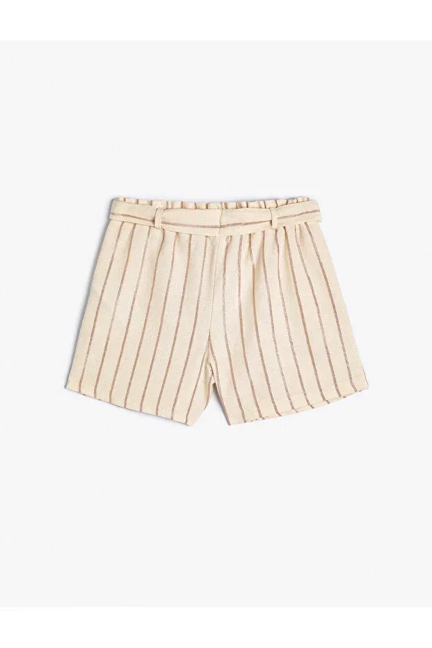 Детские шорты для девочек хлопковые Koton, Ecru Striped — фото 2
