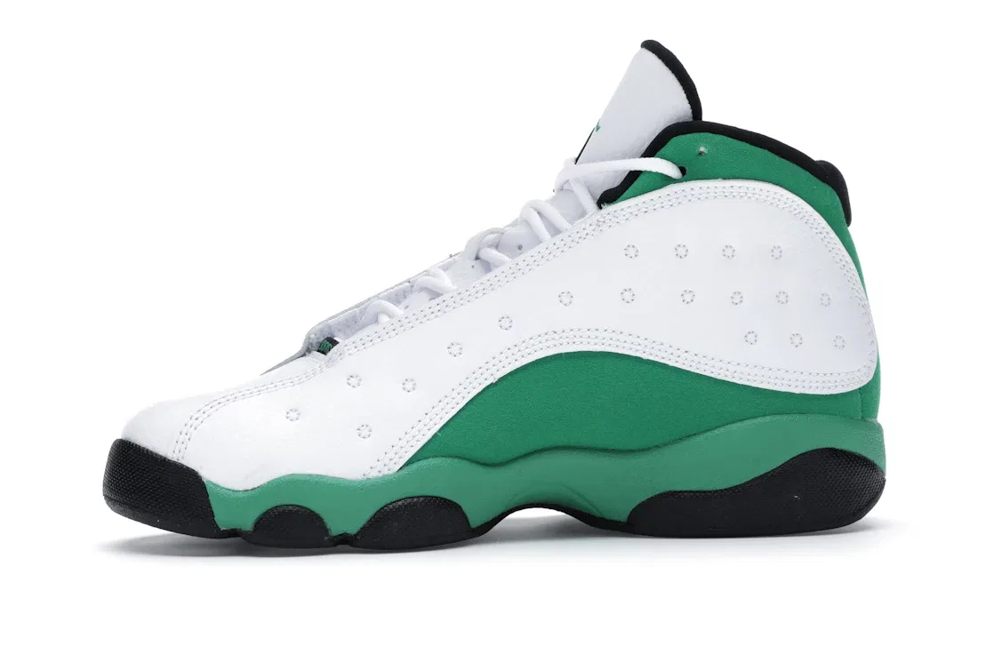 Детские кроссовки с контрастными вставками Jordan 13 Retro Jordan, White/White-Lucky Green-Black — фото 3