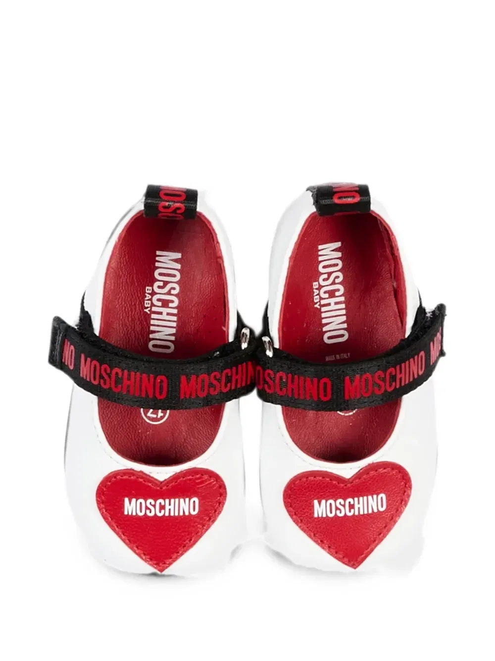 Балетки с ремешком с логотипом и нашивкой в форме сердца Moschino Kids, белый — фото 4
