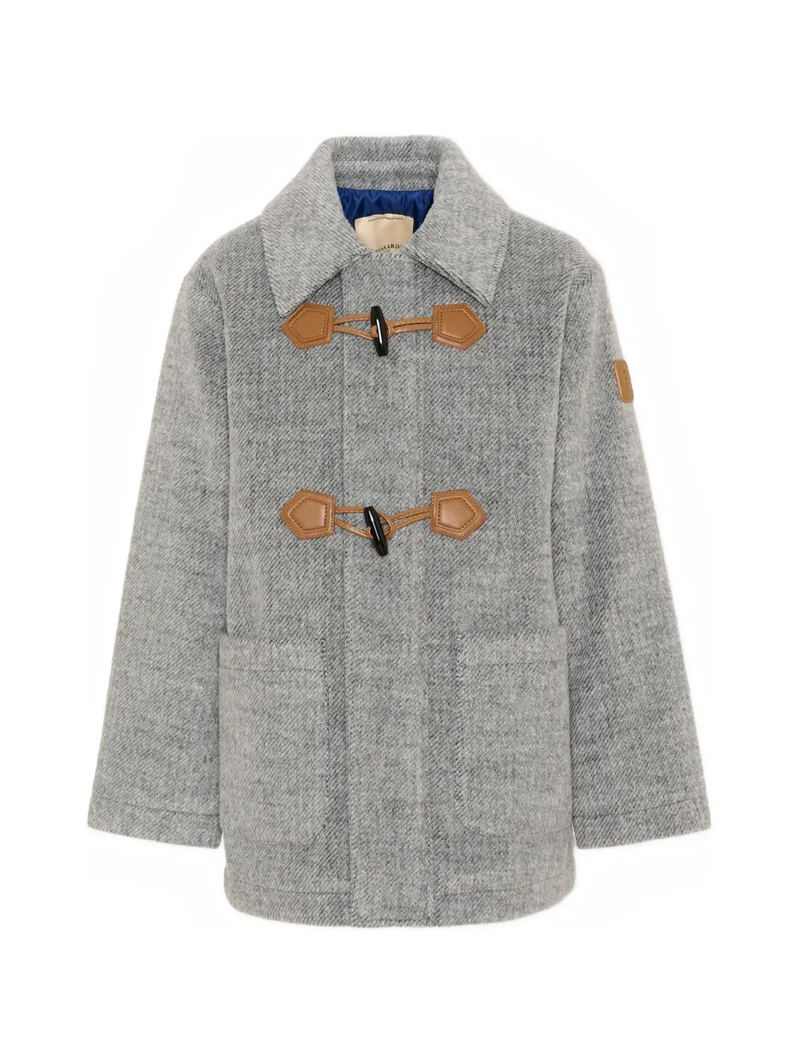 Меланжевое пальто с застежкой тогл Trussardi Junior, серый