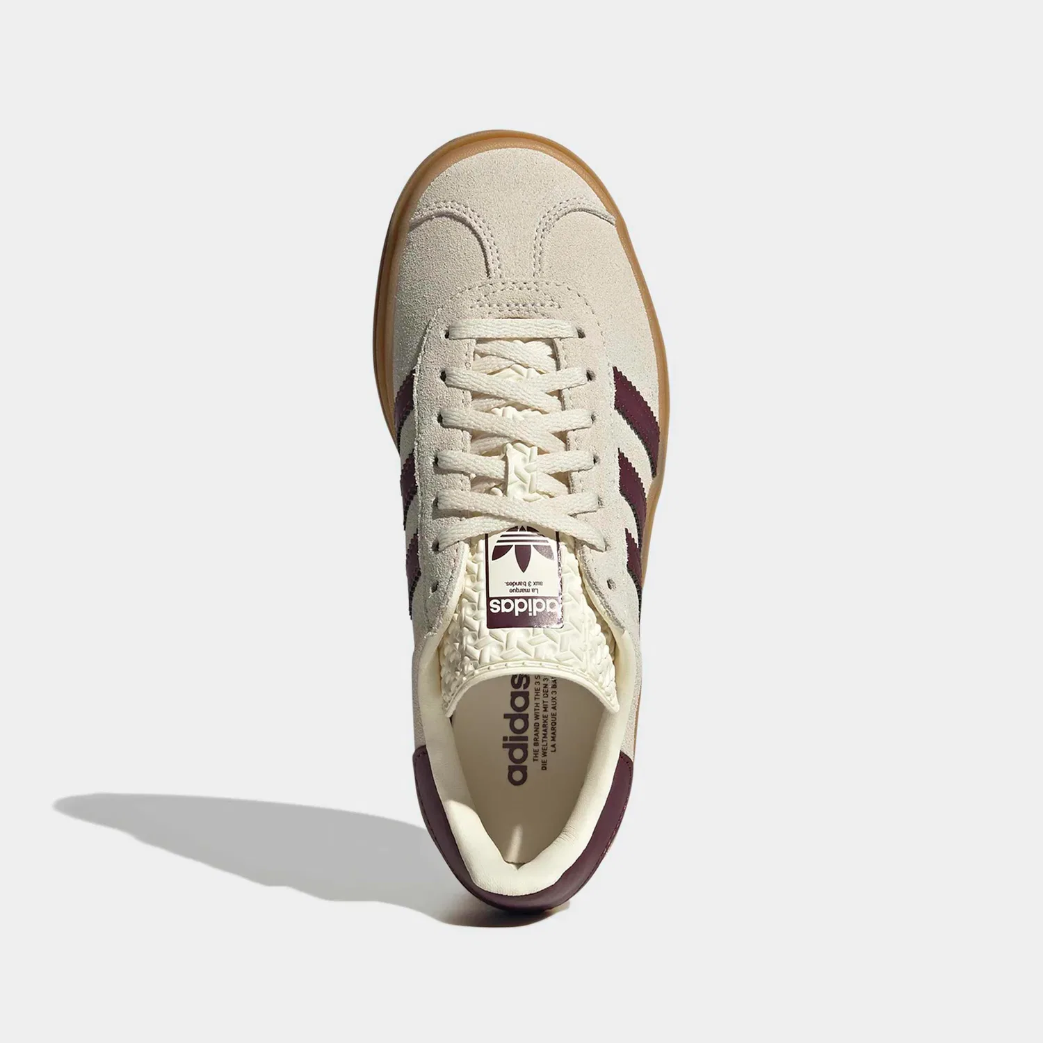 Детские спортивные кроссовки на платформе Gazelle Bold Adidas Originals, Cream White/Maroon/Gold Metallic — фото 4