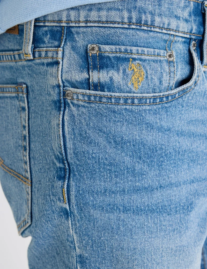 Мужские шорты U.S. Polo Assn. 5 Pocket Slim Straight 9.5" Denim, средне-синий — фото 4