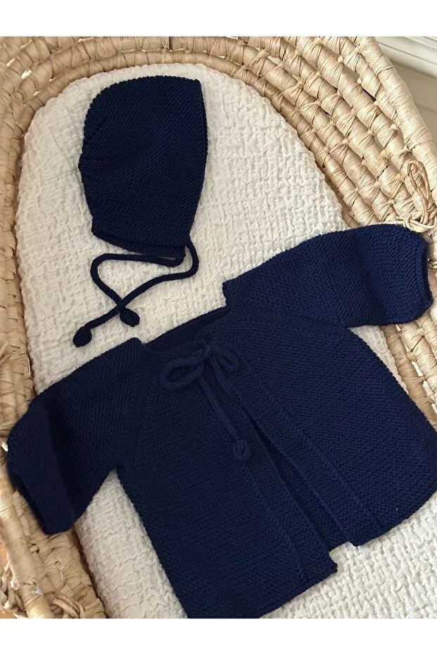 Детский вязаный кардиган на пуговицах спереди Florijee, Navy Blue — фото 4