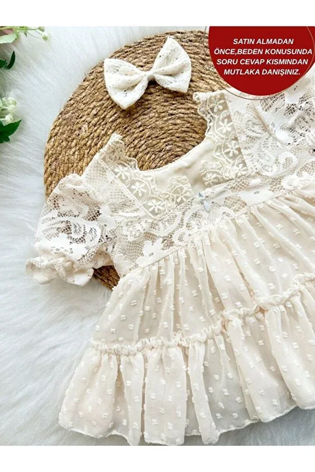Детское платье-комбинезон для девочек кружевное Daphne lace embroidered and polka dot Aysskids, Ecru