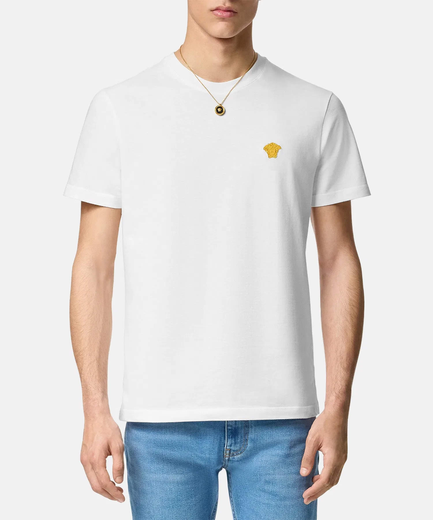 Футболка с вышивкой Медузы VERSACE белая
