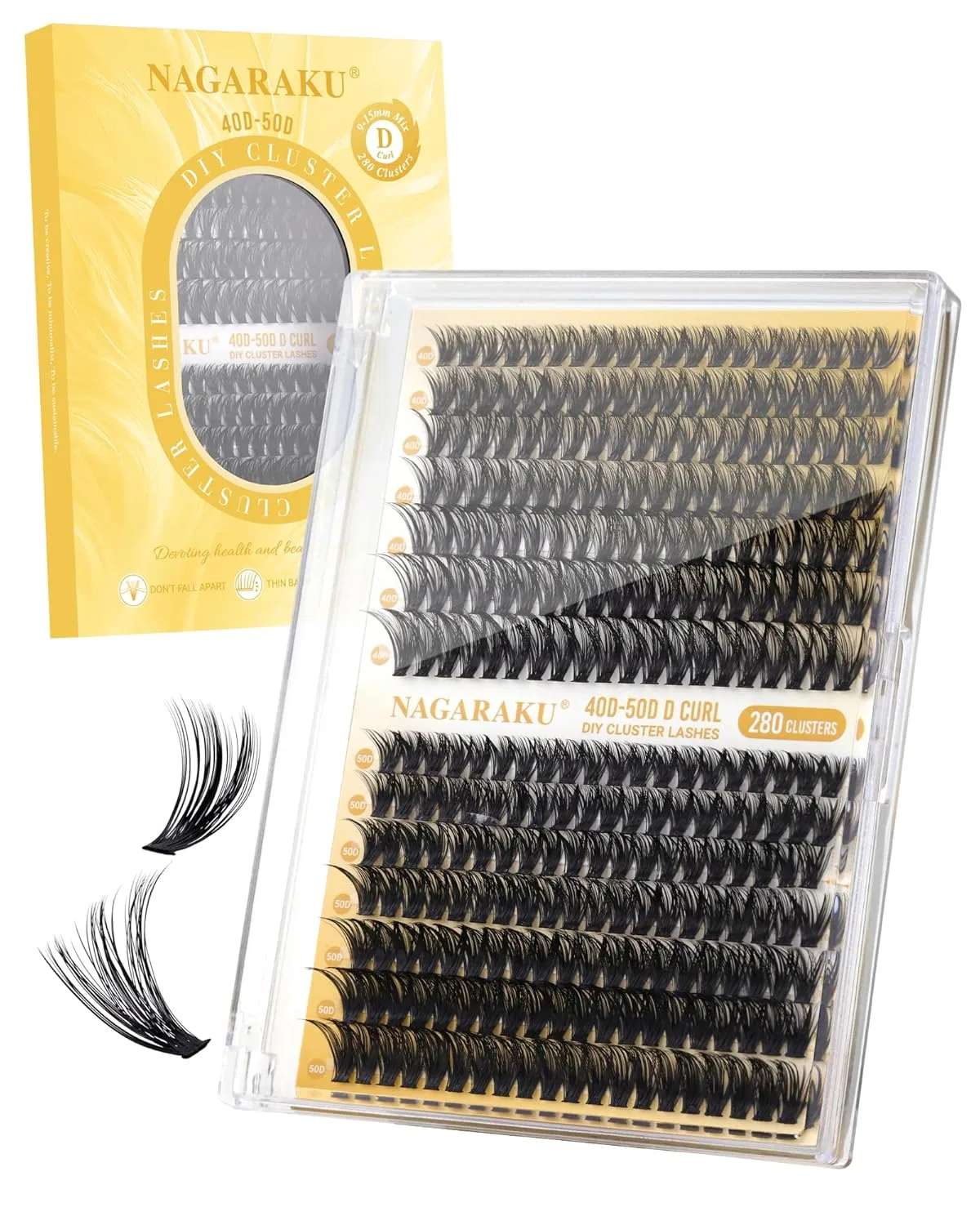 Набор накладных ресниц «40D, 50D Mega Volume DIY Set» от NAGARAKU Nagaraku, 40&50 D Curl Black