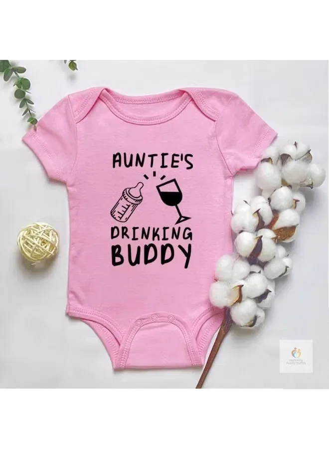 Боди-комбинезон с принтом Auntie’S drinking buddy Matching Family Outfits, розовый