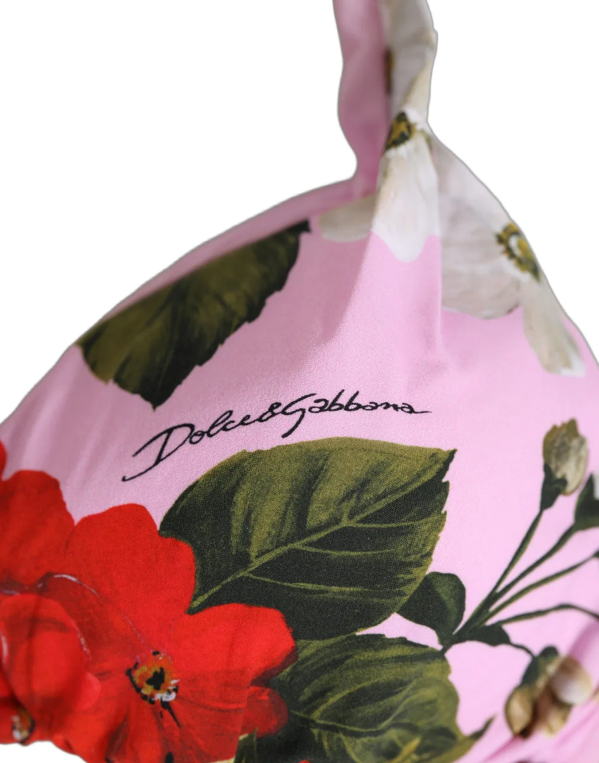 Женский верх бикини с цветочным принтом Triangle Bikini Top Dolce & Gabbana, Pink — фото 4