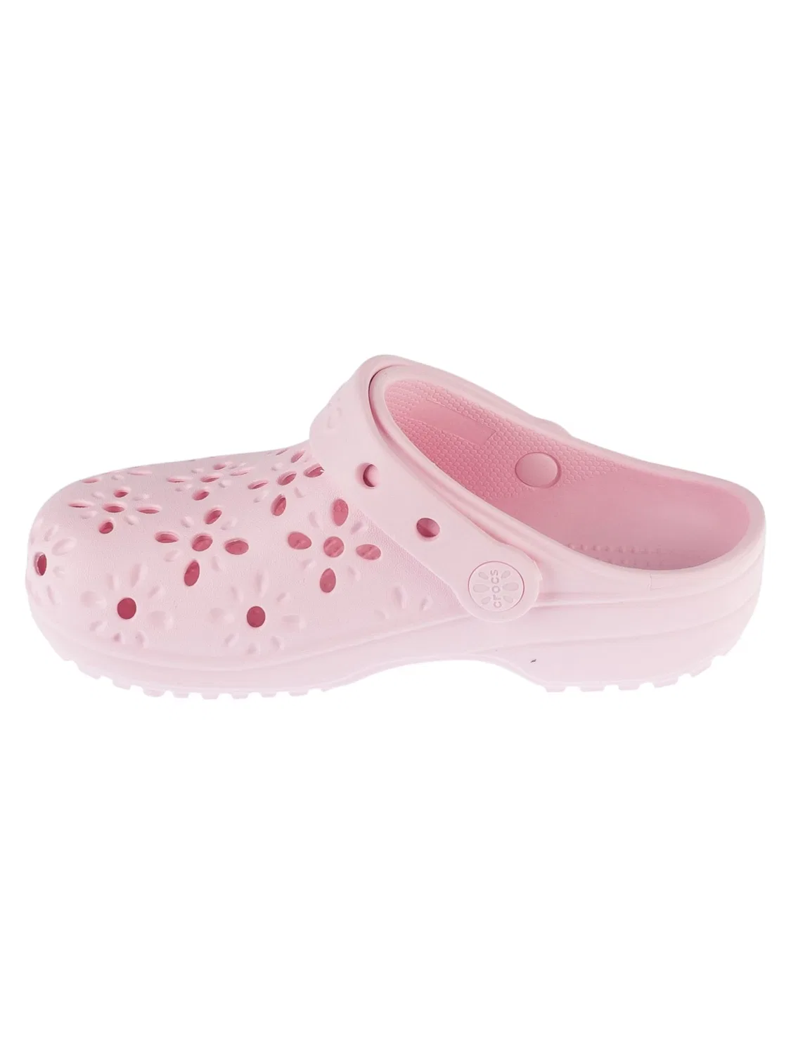Детские сандалии Crocs Classic Floral Cut Out Clog Kids розового цвета — фото 2