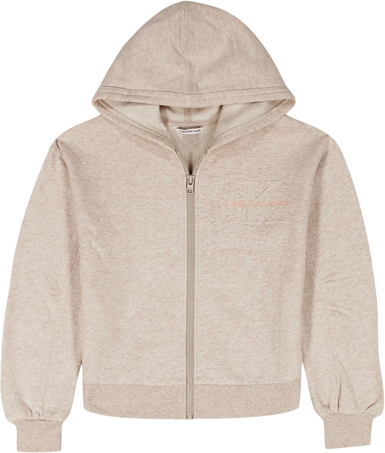 

Толстовка Calvin Klein для девочек с длинным рукавом и молнией из флиса, Taupe Heather