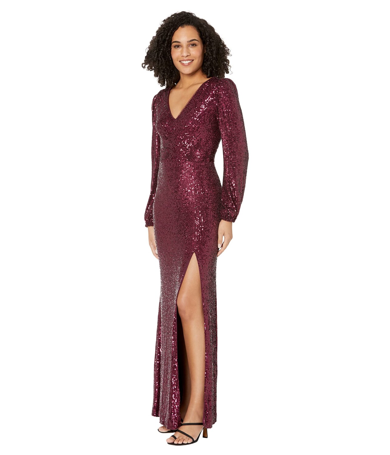 

Платье XSCAPE, Long Sleeve Long V-Neck Sequin Gown
