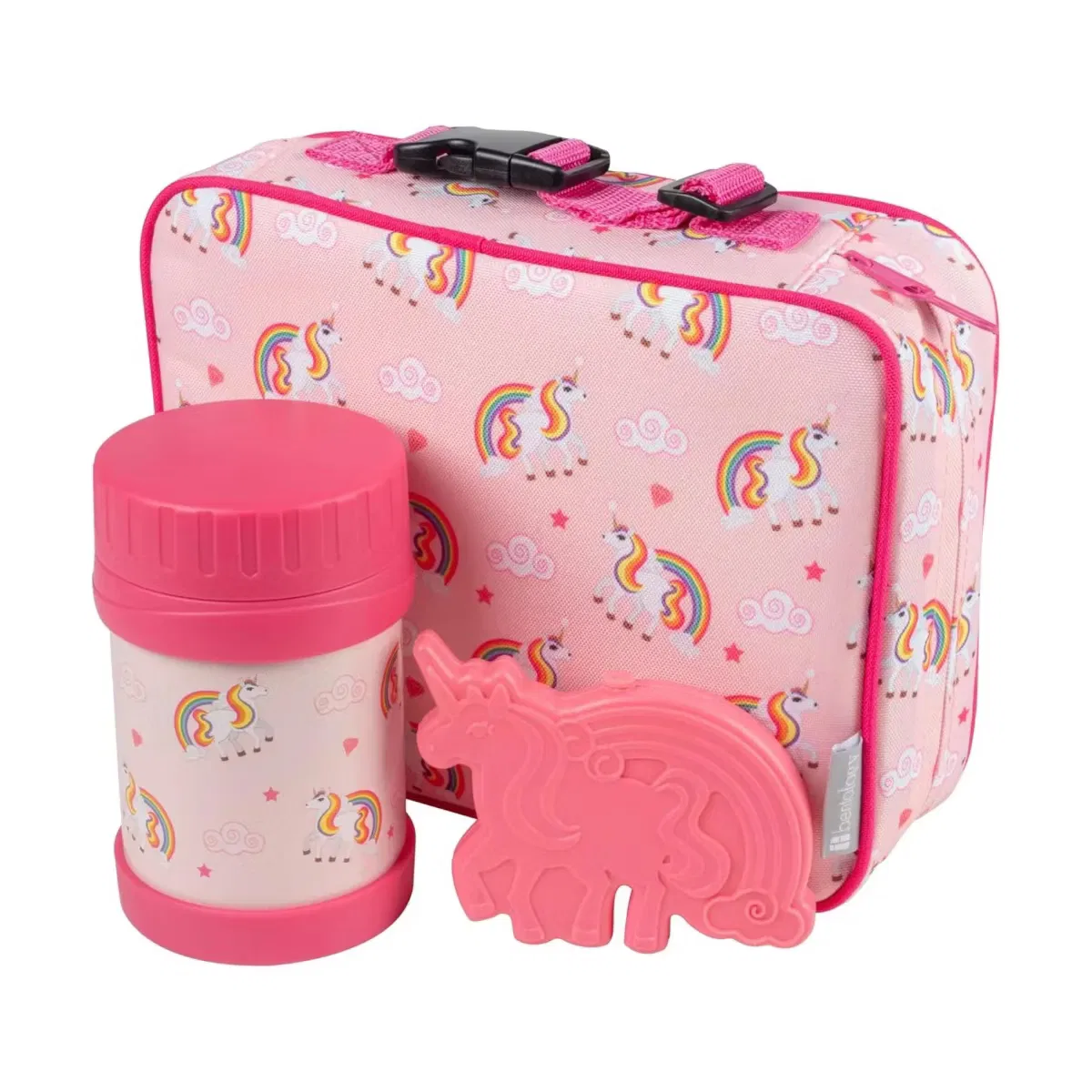 Набор для ланча детский с термосом и хладоэлементом Pink & Rainbow Unicorn Bentology, Pink