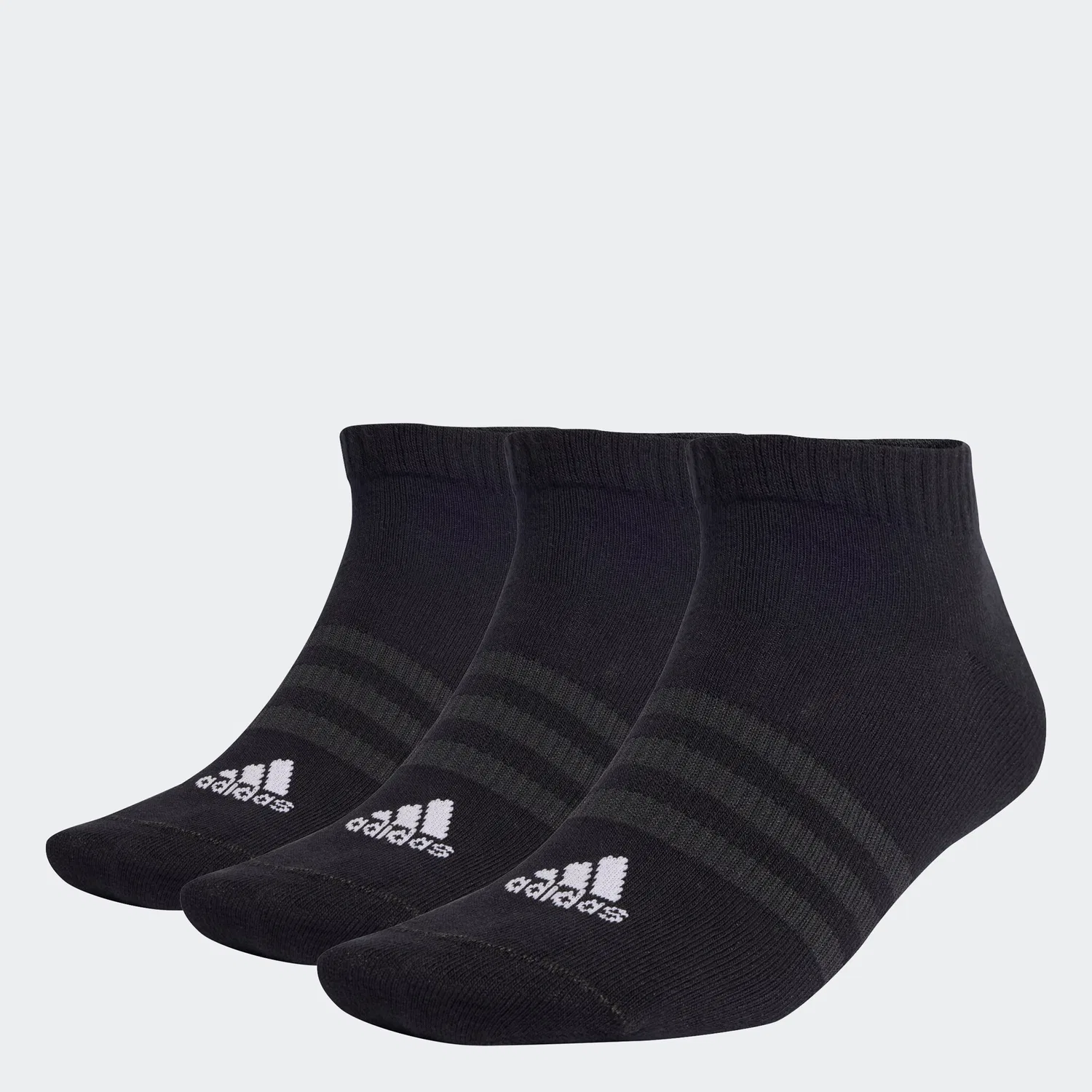 Мужские носки спортивные низкие тонкие и легкие 3 пары Adidas Performance, Black/White