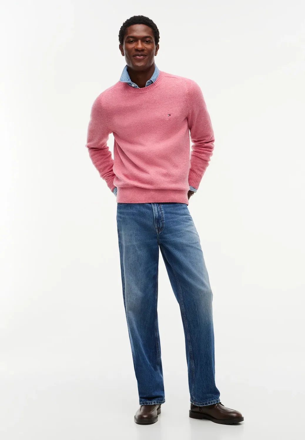 Свитер с круглым вырезом из овечьей шерсти Tommy Hilfiger, Synthetic Blush Heather — фото 2