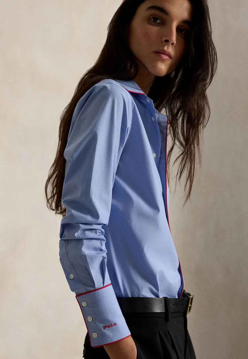 Эластичная хлопковая рубашка приталенного кроя на пуговицах Polo Ralph Lauren, Blue — фото 4