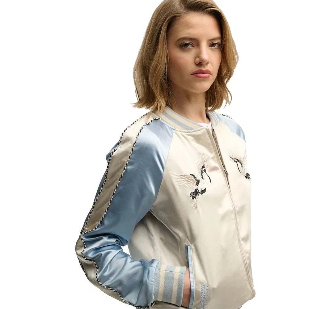 Бомбер с вышивкой Suikajan Superdry, синий — фото 4