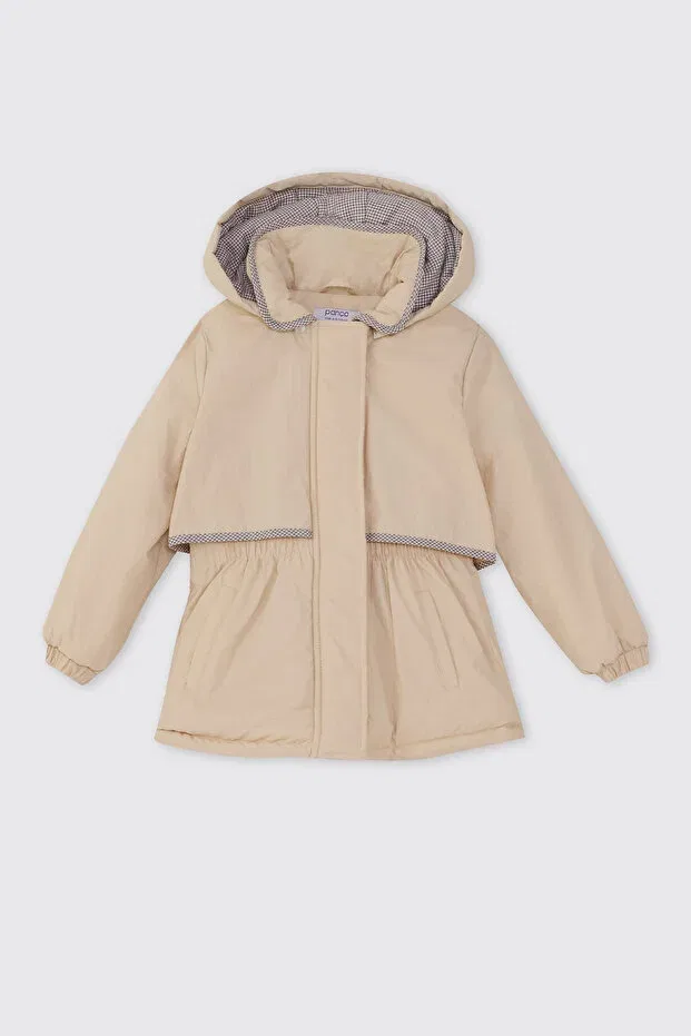 Детское пальто для девочек с капюшоном Panço, Beige