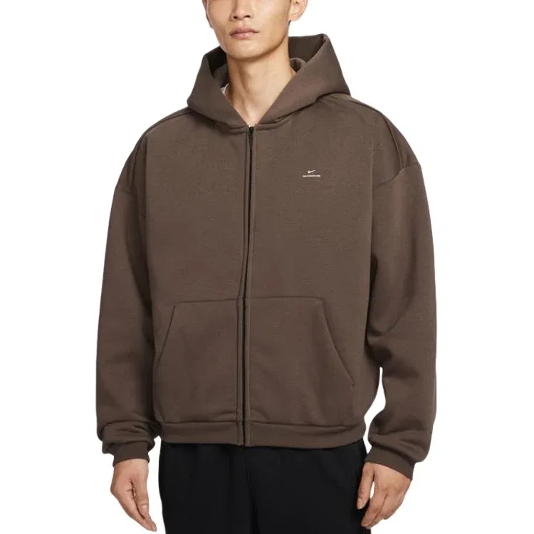 Мужское худи Therma Fit Solo Swoosh Brushed Full Zip Hoodies Asia Sizing 'Brown' Nike, коричневый — фото 2