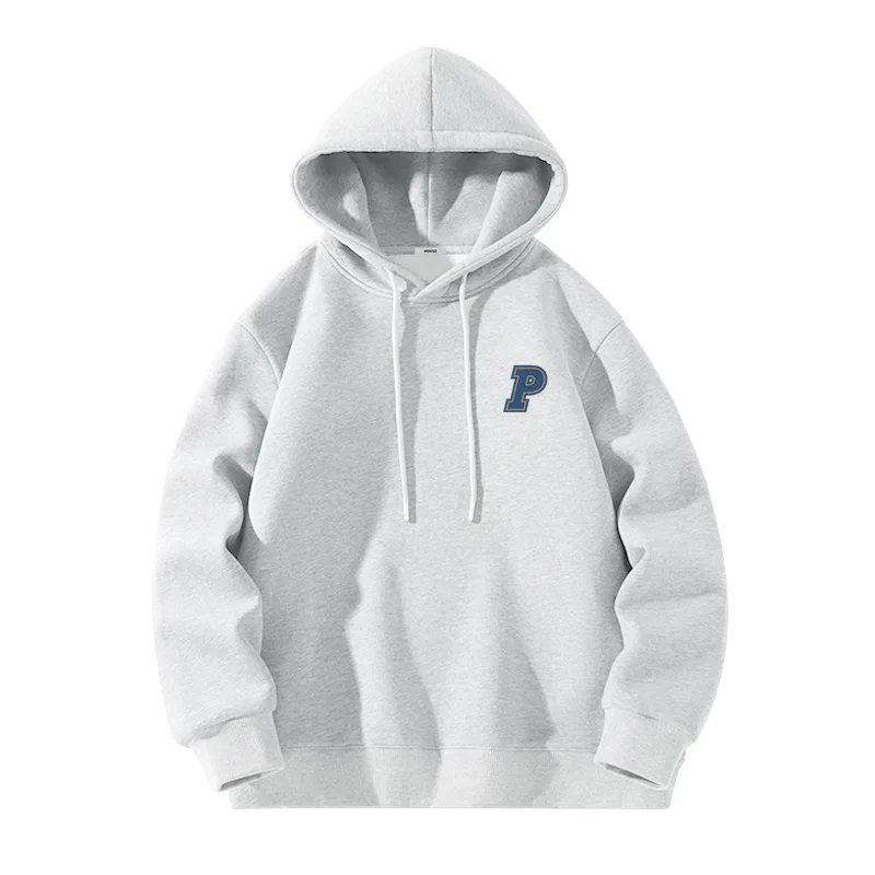Детский свитшот с принтом Spring Fall Heavyweight White Heather Gray (Orange Tide Letter Chest Logo) MINISO, White Heather Gray
