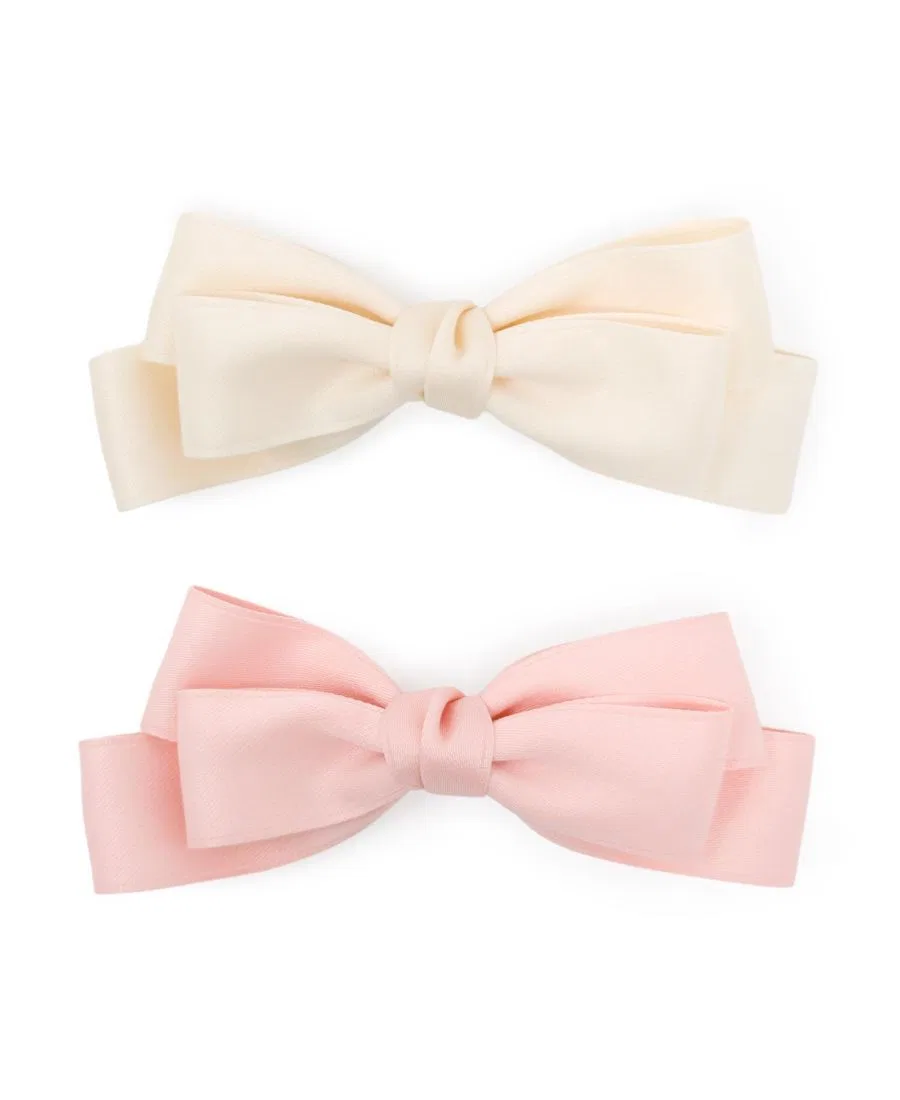Комплект из 2 заколок с двойным бантом Puttisu, Blush Pink & Ivory