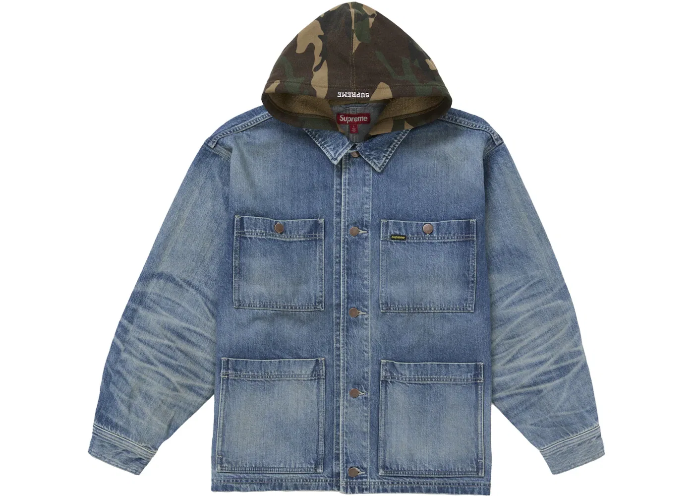 Мужское пальто-чулка с капюшоном деним Supreme, Denim