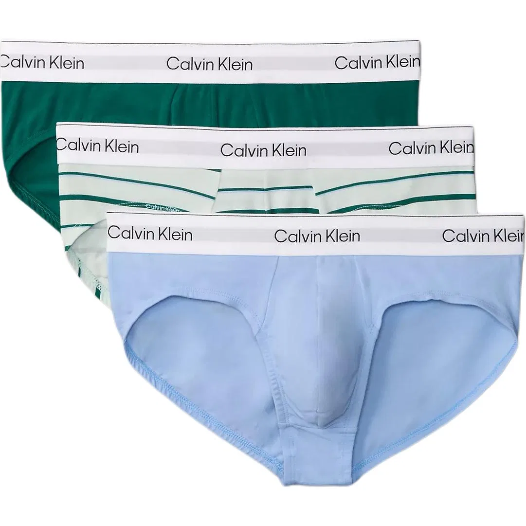 Мужские трусы-боксеры 3 шт. Calvin Klein, Dark Green/Light Green Stripes/Blue