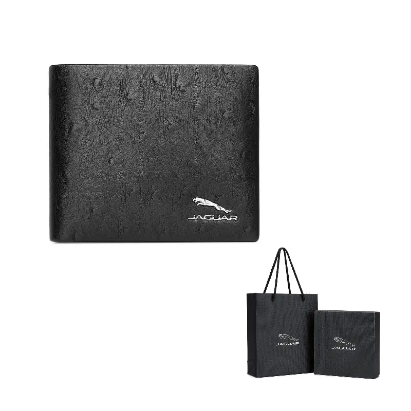 

JAGUAR Кожаный мужской кошелек для денег и карт, Black