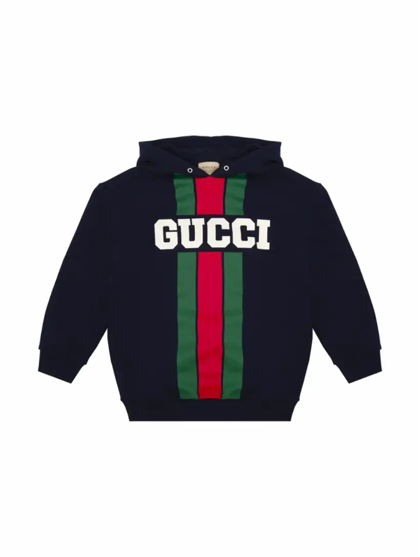 

Хлопковое худи с логотипом Gucci, тёмно-синий