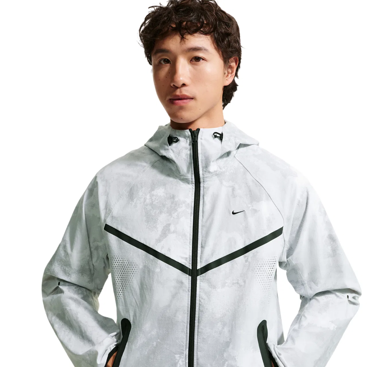 Мужская куртка Nike Tech Windrunner с принтом, Nike, Pure Platinum Black