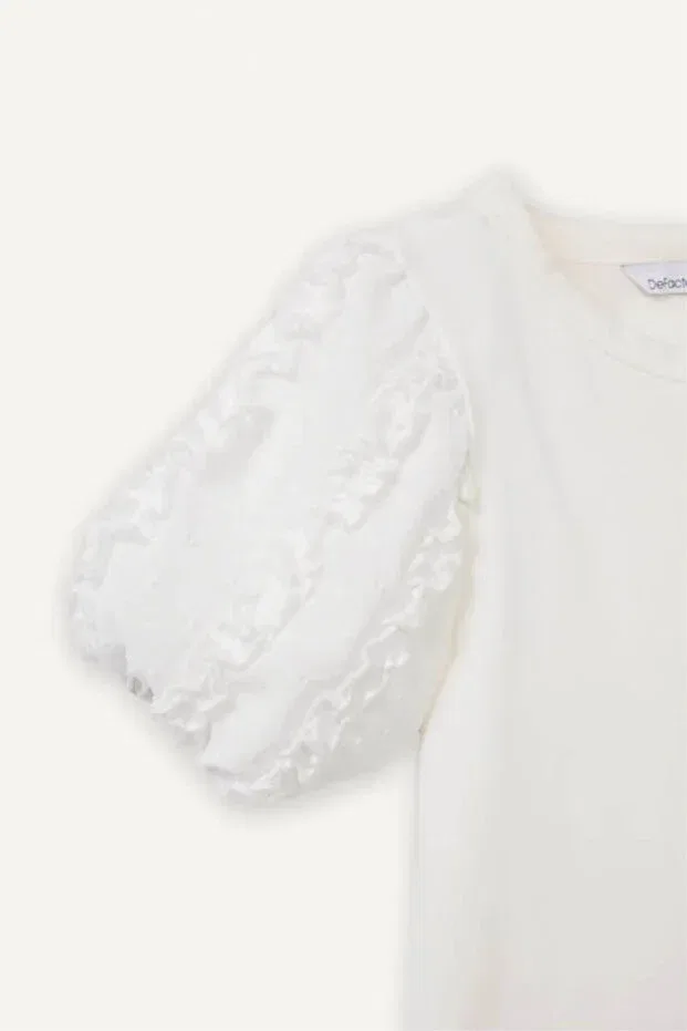 Детская футболка для девочек хлопковая Balloon fit t-shirt baby girl g8107a526sm Defacto, Ecru Er109 — фото 2