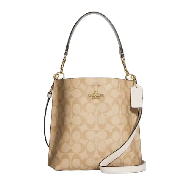 

Сумка Coach Mollie Bucket Bag 22 In Signature Canvas, бежевый/белый