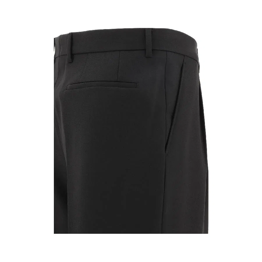 Брюки свободного кроя из шерстяной ткани с широкими штанинами Burberry, Black — фото 4