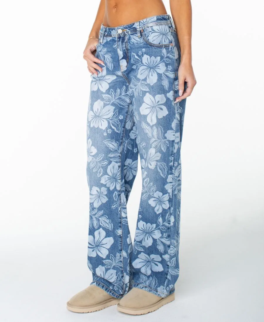 Джинсы с принтом Haven Flora Low-Rise Roxy, Flora Fade Print Denim Wash — фото 3