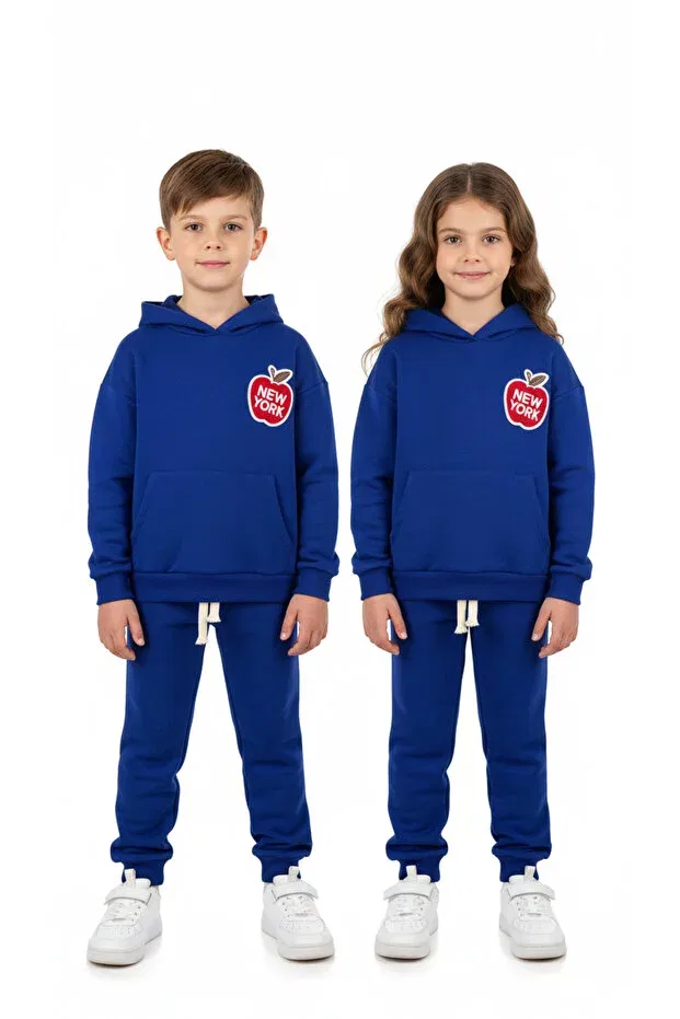 Детский комплект спортивного костюма с вышивкой Hooded New York Embroidered Tracksuit Set Booni Jooni, Blue