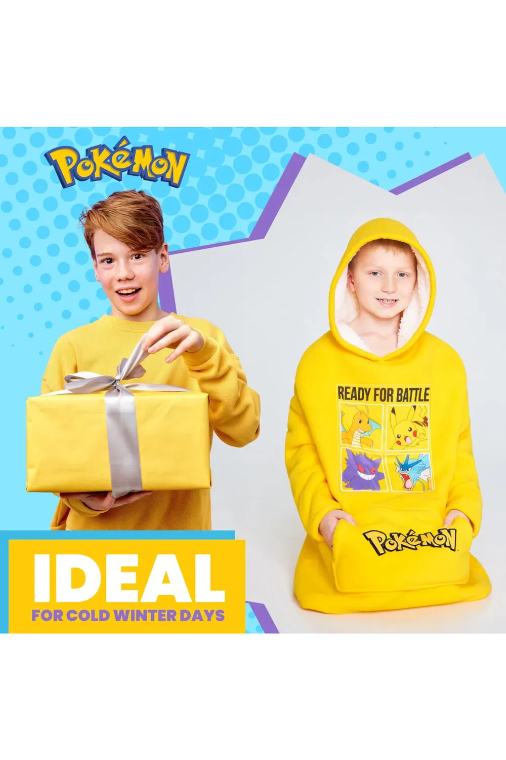 Худи оверсайз из флиса Pokemon, Yellow — фото 2
