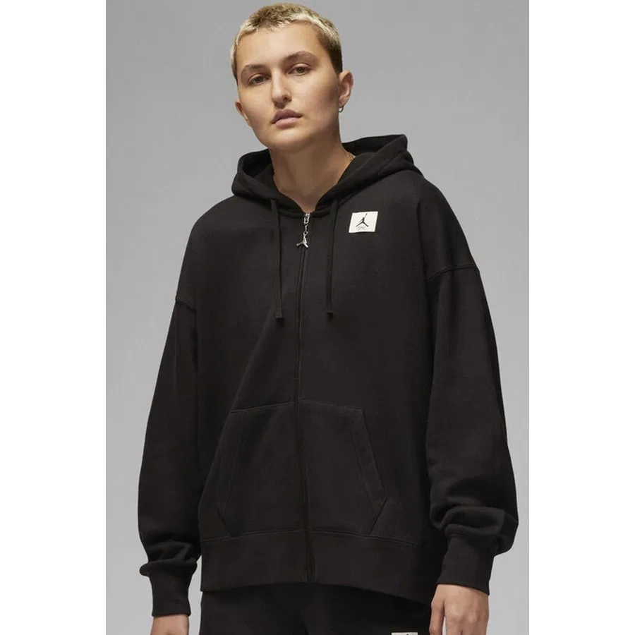 Женский худи oversize с капюшоном Jordan Flight Full Zip Nike, Черный