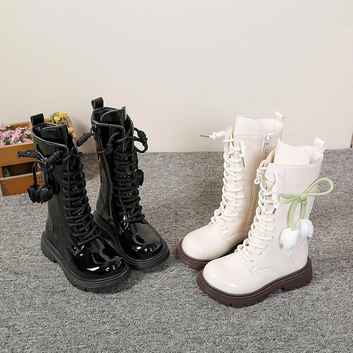Детские ботинки для девочек с бантом, модель Fashion Bow, бренд, Black — фото 3