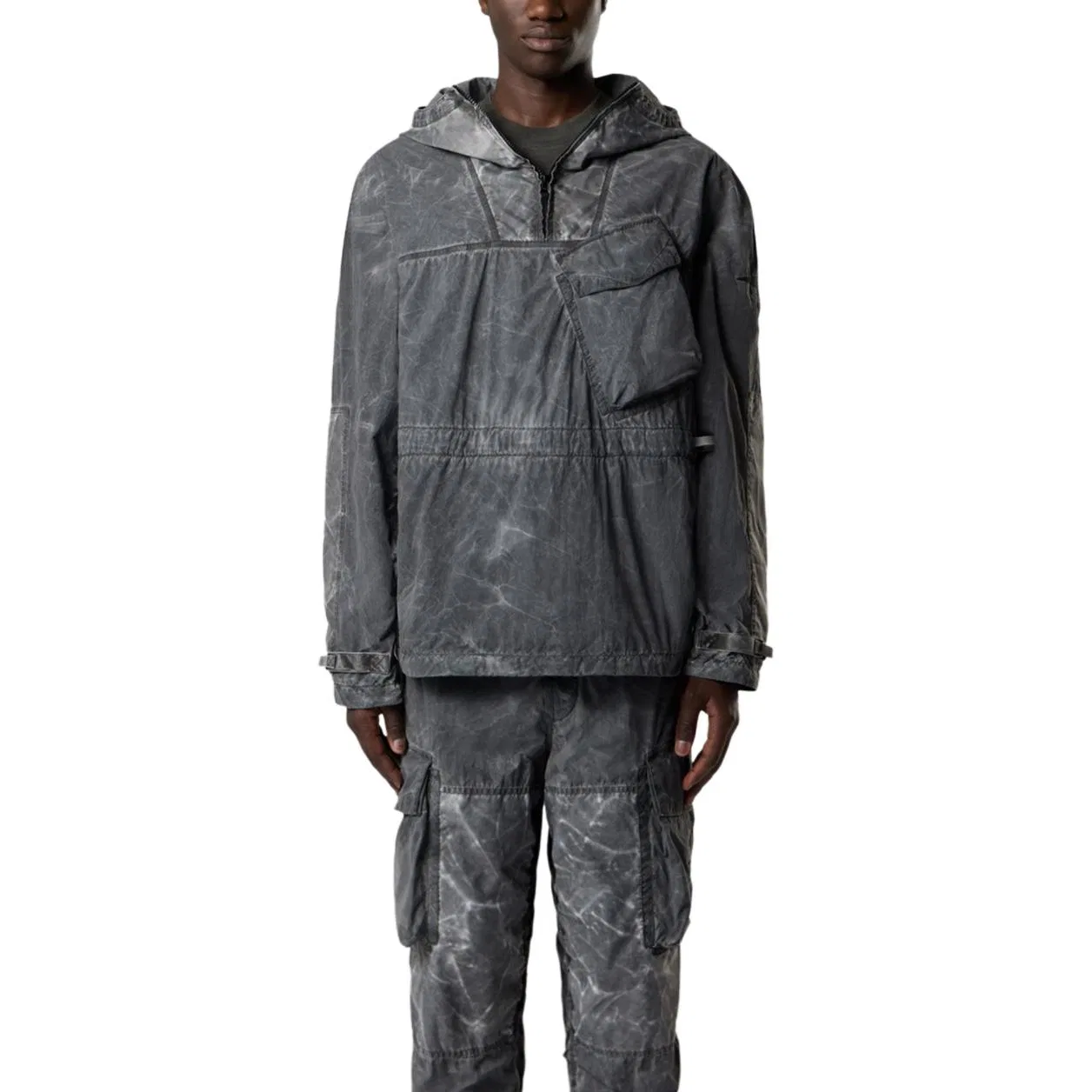 Мужская куртка с капюшоном, отстегивающаяся, средней посадки, STONE ISLAND, Black — фото 4