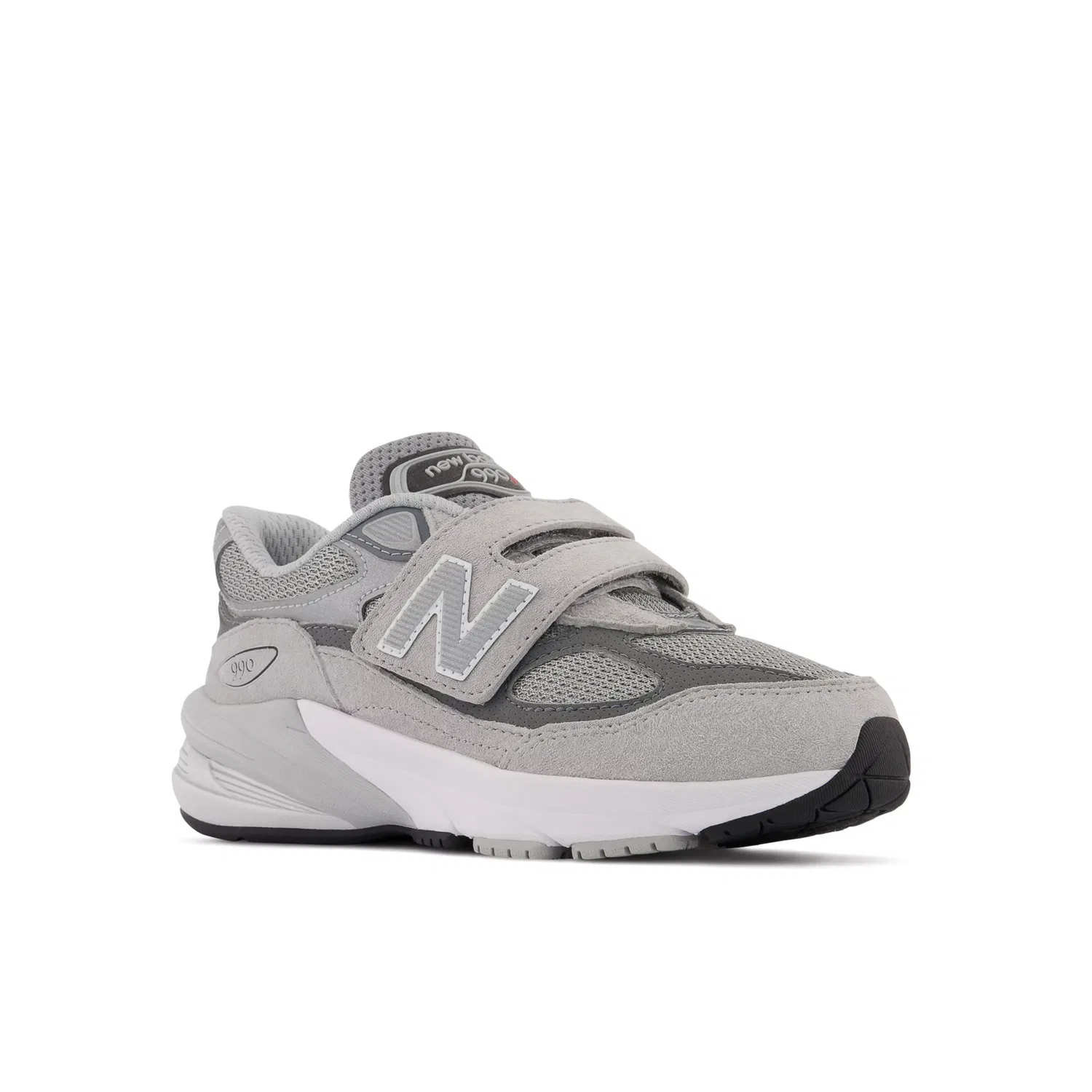 Детские кроссовки на липучках с амортизацией FuelCell 990v6 Hook & Loop New Balance, Grey with Silver — фото 2